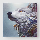  geïnspireerde Wolf Head Art - Nostalgisch Vierkante Klok (Voorkant)