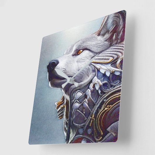  geïnspireerde Wolf Head Art - Nostalgisch Vierkante Klok (Hoek)