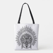 Geïnspireerde wolf in de geveesdroogde oorlogsinke tote bag (Achterkant)