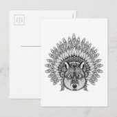 Geïnspireerde wolf in de vertederde oorlogsbonnet briefkaart (Voorkant / Achterkant)