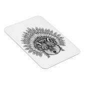 Geïnspireerde wolf in de vertederde oorlogsbonnet magneet (Rechterzijde)