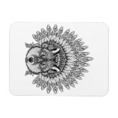 Geïnspireerde wolf in de vertederde oorlogsbonnet magneet (Horizontaal)