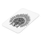 Geïnspireerde wolf in de vertederde oorlogsbonnet magneet (Linkerzijde)