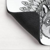 Geïnspireerde wolf in de vertederde oorlogsbonnet muismat (Hoek)