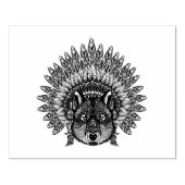 Geïnspireerde wolf in de vertederde oorlogsbonnet rubberstempel (Afrduk)