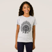 Geïnspireerde wolf in de vertederde oorlogsbonnet t-shirt (Voorkant volledig)