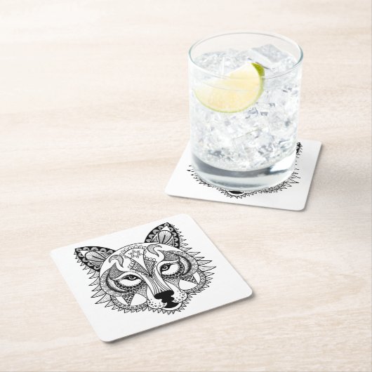 Geïnspireerde Wolf Kartonnen Onderzetters (Insitu)