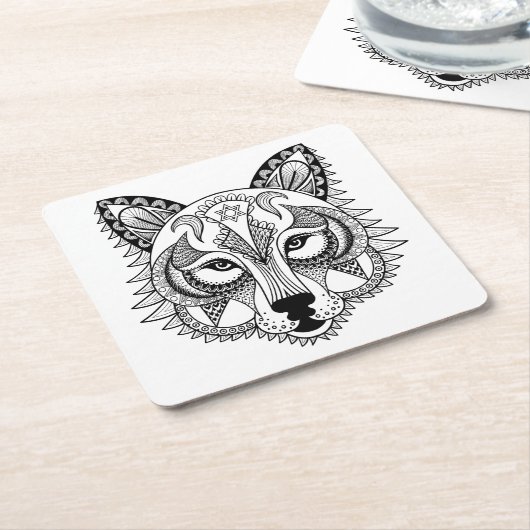 Geïnspireerde Wolf Kartonnen Onderzetters (Schuin)