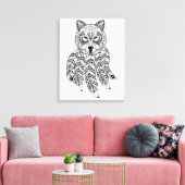 Geïnspireerde Wolf met Dreamcatcher 6 Canvas Afdruk (Insitu (Woonkamer))
