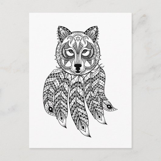 Geïnspireerde wolf met drocatcher briefkaart (Voorkant)