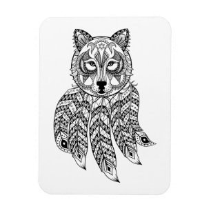 Geïnspireerde wolf met drocatcher magneet