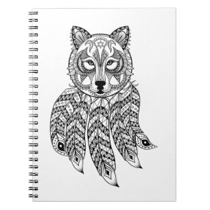 Geïnspireerde wolf met drocatcher notitieboek