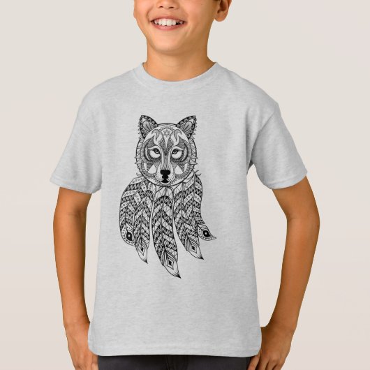 Geïnspireerde wolf met drocatcher t-shirt (Voorkant)