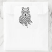 Geïnspireerde wolf met drocatcher vierkante sticker (Tas)