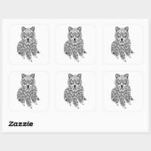 Geïnspireerde wolf met drocatcher vierkante sticker (Vel)