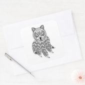 Geïnspireerde wolf met drocatcher vierkante sticker (Envelop)