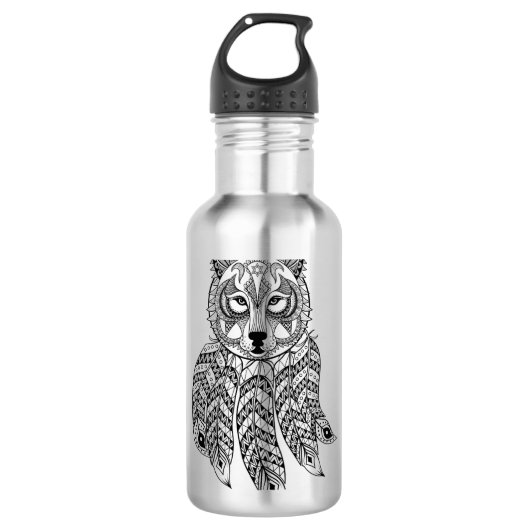 Geïnspireerde wolf met drocatcher waterfles (Voorkant)