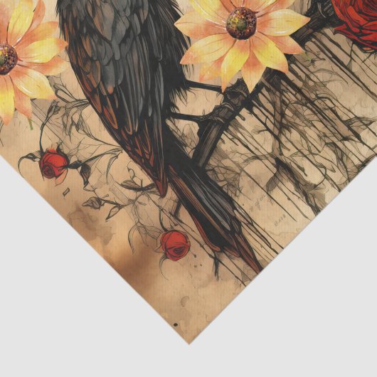  geïnspireerde zonnebloemen rode rozen raven tissuepapier (Detail)