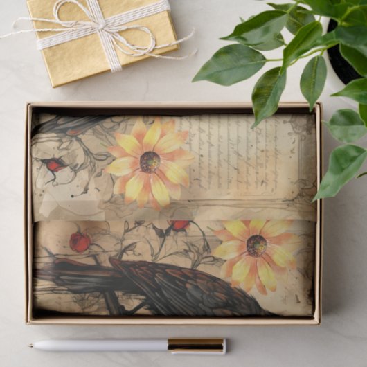  geïnspireerde zonnebloemen rode rozen raven tissuepapier (Geschenk)