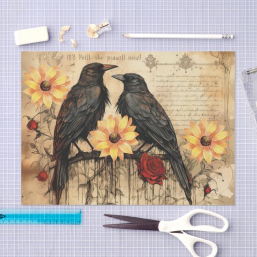  geïnspireerde zonnebloemen rode rozen raven tissuepapier (Craft)