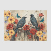  geïnspireerde zonnebloemen rode rozen raven tissuepapier (Voorkant)