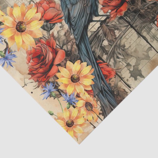  geïnspireerde zonnebloemen rode rozen raven tissuepapier (Detail)