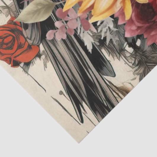  geïnspireerde zonnebloemen rode rozen raven tissuepapier (Detail)