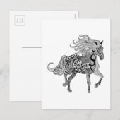 Geïnspireerde zwarte paarden briefkaart (Voorkant / Achterkant)