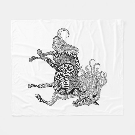 Geïnspireerde zwarte paarden fleece deken (Voorkant (Horizontaal))