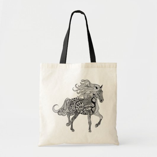 Geïnspireerde zwarte paarden tote bag (Voorkant)