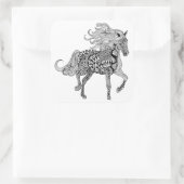 Geïnspireerde zwarte paarden vierkante sticker (Tas)