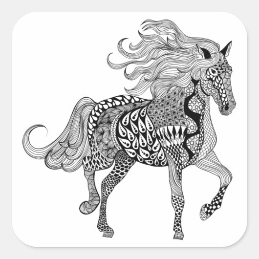 Geïnspireerde zwarte paarden vierkante sticker (Voorkant)