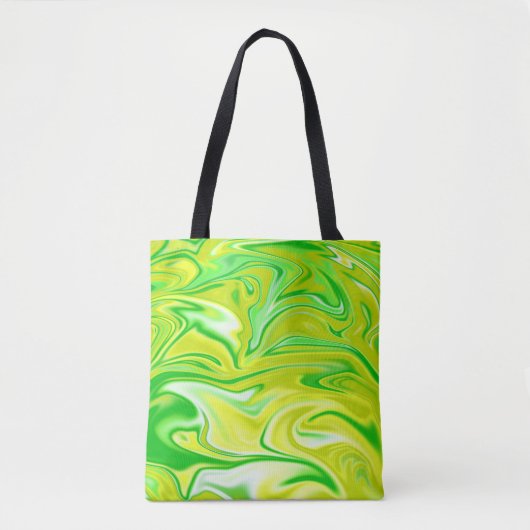 Geïquideerd geel groen marmerpatroon, tote bag (Voorkant)