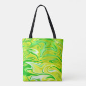 Geïquideerd geel groen marmerpatroon, tote bag (Achterkant)