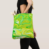 Geïquideerd geel groen marmerpatroon, tote bag (Dichtbij)