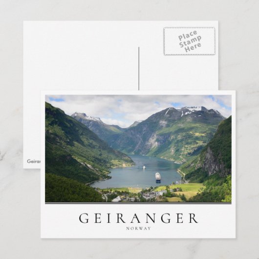 Geiranger fjord in Noorwegen Briefkaart (Voorkant / Achterkant)