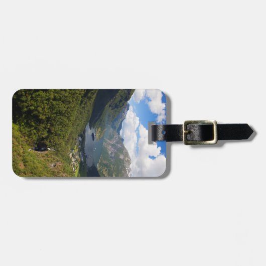 Geiranger Fjord landschap, Noorwegen Bagagelabel (Voorkant horizontaal)