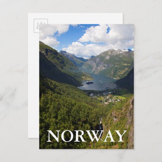 Geiranger Fjord landschap, Noorwegen Briefkaart (Voorkant / Achterkant)