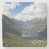 Geiranger Fjord landschap, Noorwegen Stenen Onderzetter (Voorkant)