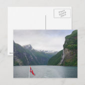Geiranger fjord met briefkaart onder Noorse vlag (Voorkant / Achterkant)