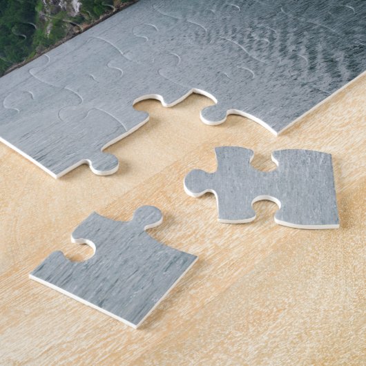 Geiranger fjord met puzzel onder Noorse vlag Legpuzzel (Zijkant)