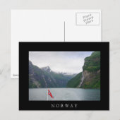 Geiranger fjord met zwart briefkaart onder Noorse  (Voorkant / Achterkant)