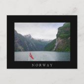 Geiranger fjord met zwart briefkaart onder Noorse  (Voorkant)