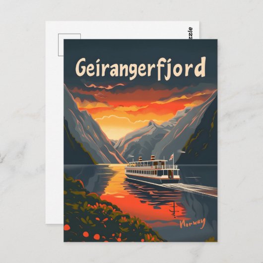 Geirangerfjord  kunst briefkaart (Voorkant / Achterkant)