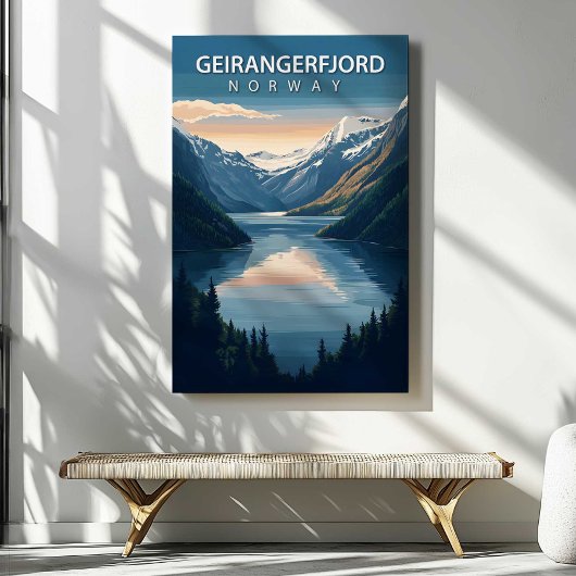 Geirangerfjord Norway Travel Canvas Wall Art Afdruk