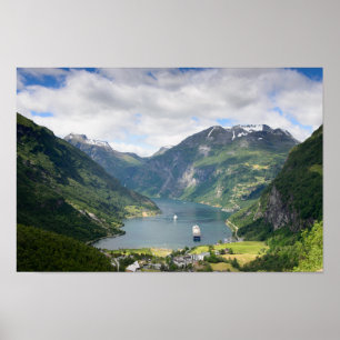 Geirangerfjord uitzicht in Noorse poster