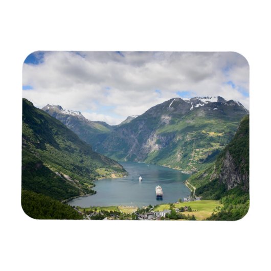 Geirangerfjord uitzicht in Noorwegen rechthoekige  Magneet (Horizontaal)