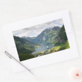 Geirangerfjord uitzicht in Noorwegen rechthoekige  Rechthoekige Sticker (Envelop)
