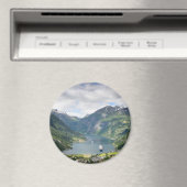 Geirangerfjord uitzicht in Noorwegen ronde magneet (Insitu (Vaatwasser))