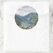 Geirangerfjord uitzicht in Noorwegen ronde sticker (Tas)